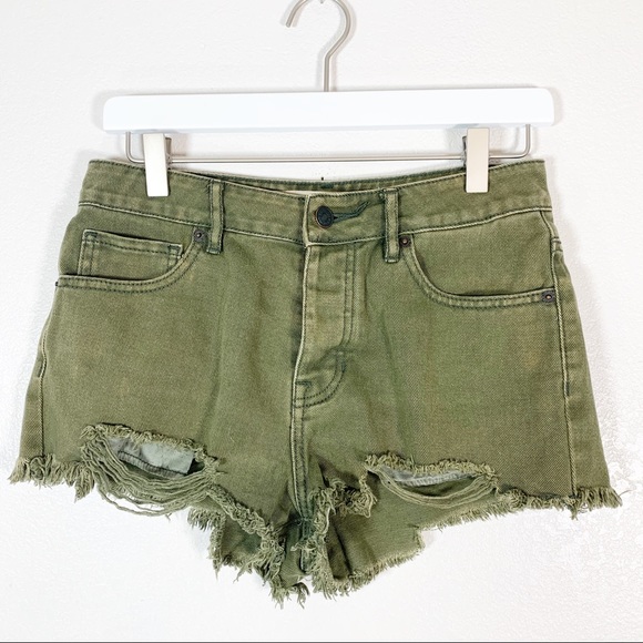 Brandy Melville Pants - Bandy Melville Green Cut off Jean Shorts 27
